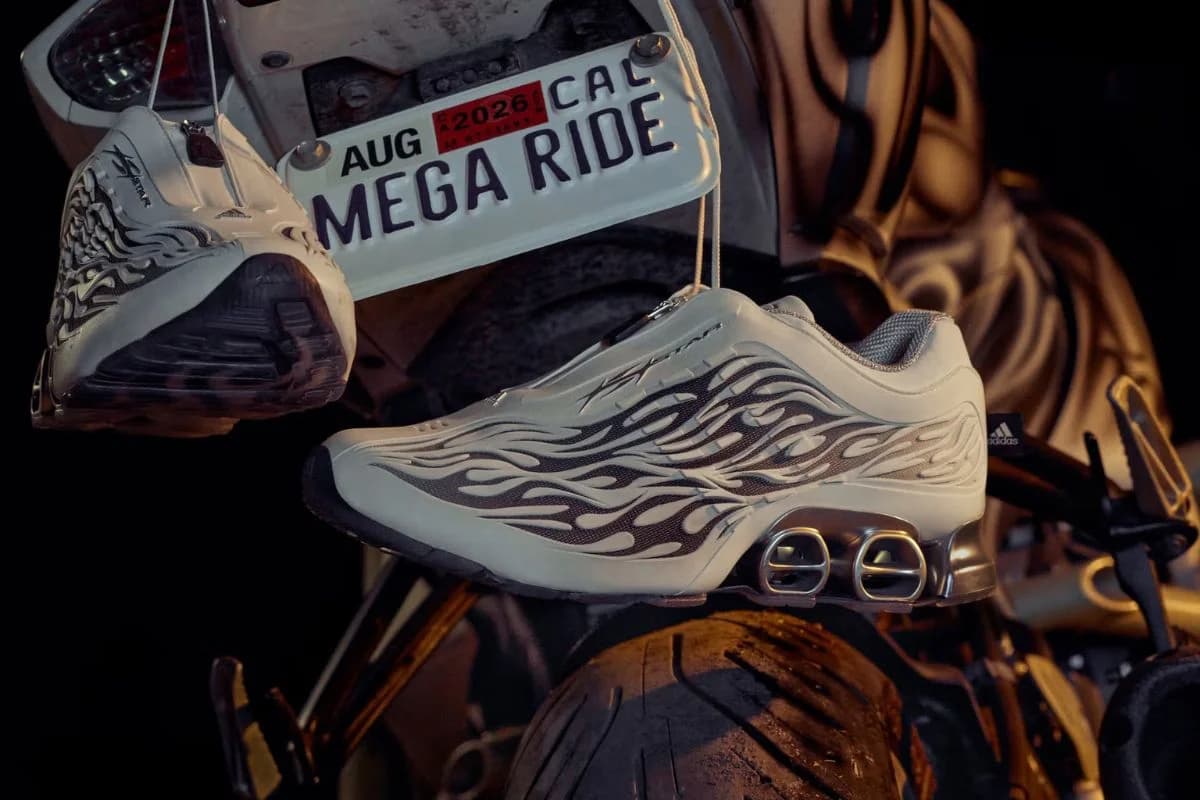 Hellstar X Adidas Megaride S2: Flames In Silver Take Over A Retro Runner